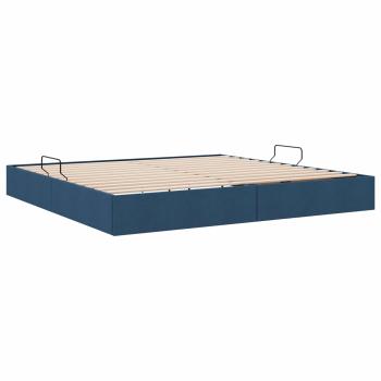 Ottoman Bettgestell mit Speicher Blau 200 x 200 cm Stoff