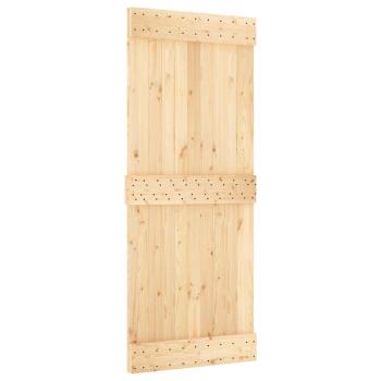 Schiebetür Natürlich und Schwarz 85 x 210 cm Massivkiefer