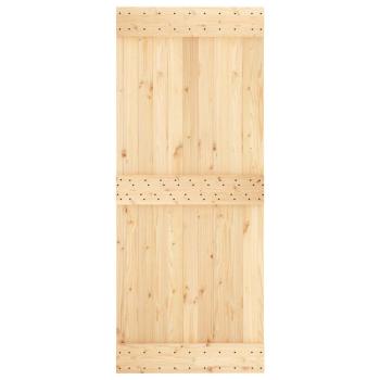 Schiebetür Natürlich und Schwarz 85 x 210 cm Massivkiefer