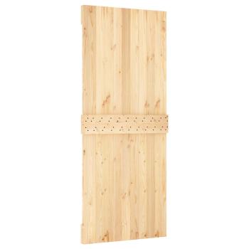 Schiebetür Natürlich und Schwarz 85 x 210 cm Massivkiefer