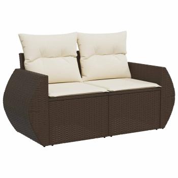 Sofa Set 5 stk. Braun und Creme Weiß Polyrattan und Stahl