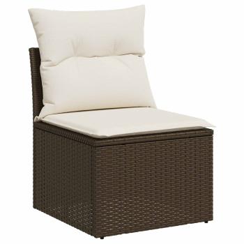 Sofa Set 5 stk. Braun und Creme Weiß Polyrattan und Stahl