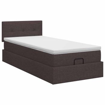 Ottoman Bett mit Matratze Dunkelbraun 100 x 200 cm Stoff