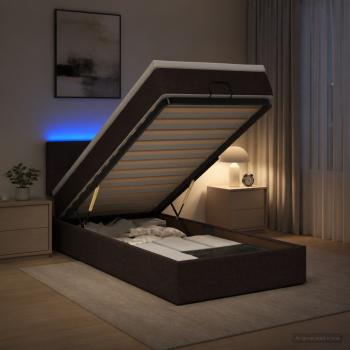 ARDEBO.de - Ottoman-Bett mit Matratze und LED Dunkelbraun 100 x 200 cm