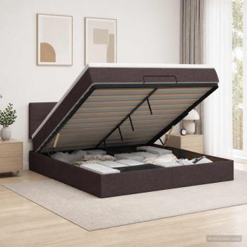 ARDEBO.de - Ottoman-Bett mit Matratze und LED Dunkelbraun 140 x 200 cm