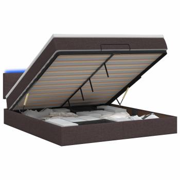 Ottoman-Bett mit Matratze und LED Dunkelbraun 140 x 200 cm