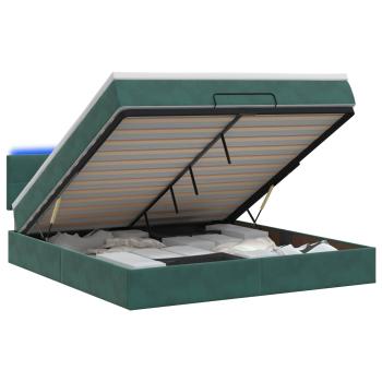Ottoman-Bett mit Matratze und LED Dunkelgrün 140 x 200 cm Samt