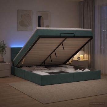 Ottoman-Bett mit Matratze und LED Dunkelgrün 140 x 200 cm Samt