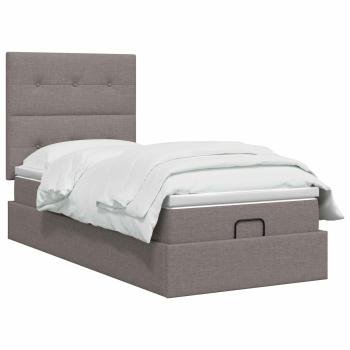Ottoman Bett mit Matratze mit Kopfteil Taupe 90 x 190 cm Stoff