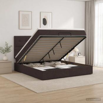 ARDEBO.de - Ottoman Bett mit Matratze Dunkelbraun 140 x 200 cm Stoff