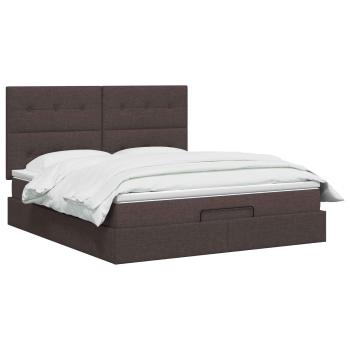 Ottoman Bett mit Matratze Dunkelbraun 140 x 200 cm Stoff
