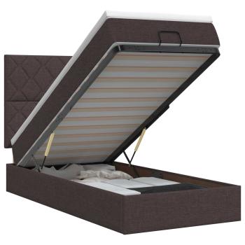 Ottoman Bett mit Matratze Dunkelbraun 100 x 200 cm Stoff