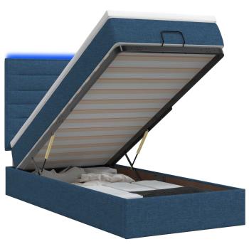 Ottoman-Bett mit Matratze und LED Blau 90 x 190 cm Stoff