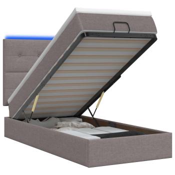 Ottoman-Bett mit Matratze und LED Taupe 90 x 190 cm Stoff