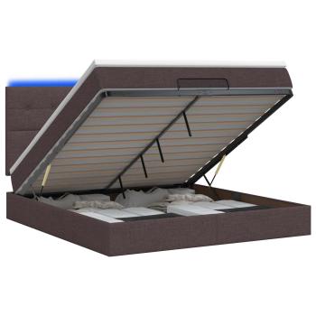 Ottoman-Bett mit Matratze und LED Dunkelbraun 140 x 200 cm
