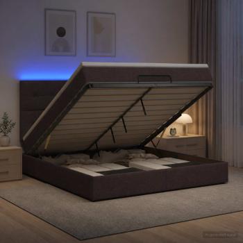 Ottoman-Bett mit Matratze und LED Dunkelbraun 140 x 200 cm