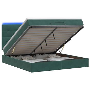 Ottoman-Bett mit Matratze und LED Dunkelgrün 180 x 200 cm Samt
