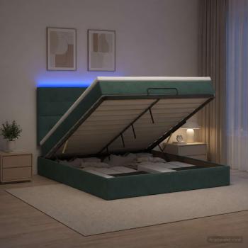 Ottoman-Bett mit Matratze und LED Dunkelgrün 180 x 200 cm Samt