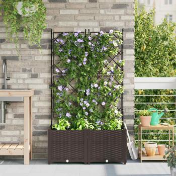 ARDEBO.de - Garten-Pflanzgefäß 2 stk. Braun 80 x 40 x 143 cm PP