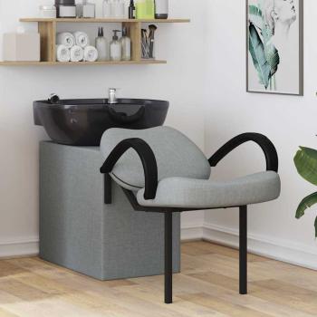 ARDEBO.de - Shampoo Stuhl Hellgrau und Schwarz 136 x 60 x 92 cm Stoff
