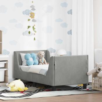 ARDEBO.de - Kinderbettgestell mit Kopfteil Hellgrau 70 x 140 cm Samt