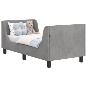 Kinderbettgestell mit Kopfteil Hellgrau 70 x 140 cm Samt