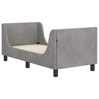 Kinderbettgestell mit Kopfteil Hellgrau 70 x 140 cm Samt