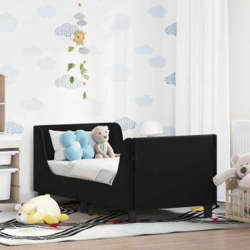 ARDEBO.de - Kinderbettgestell mit Kopfteil Schwarz 70 x 140 cm Samt