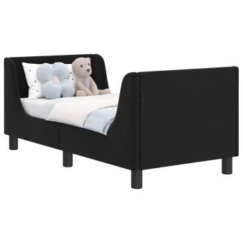 Kinderbettgestell mit Kopfteil Schwarz 70 x 140 cm Samt