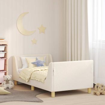 ARDEBO.de - Kinderbettgestell mit Kopfteil Creme 80 x 160 cm Bouclé