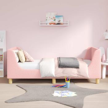 ARDEBO.de - Kinderbettgestell mit Kopfteil Rosa 80 x 160 cm Bouclé