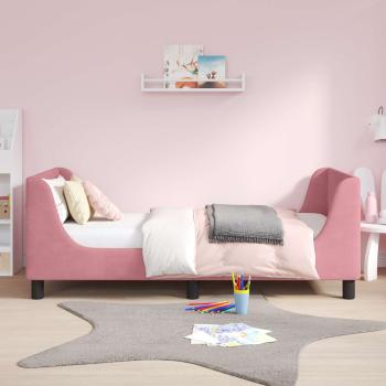 Kinderbettgestell mit Kopfteil Rosa 80 x 160 cm Samt