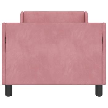 Kinderbettgestell mit Kopfteil Rosa 80 x 160 cm Samt