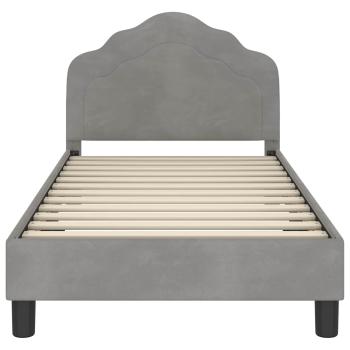 Kinderbettgestell mit Kopfteil Hellgrau 80 x 160 cm Samt