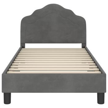 Kinderbettgestell mit Kopfteil Dunkelgrau 80 x 160 cm Samt