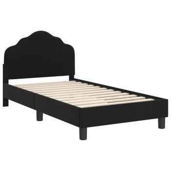 Kinderbettgestell mit Kopfteil Schwarz 80 x 160 cm Samt