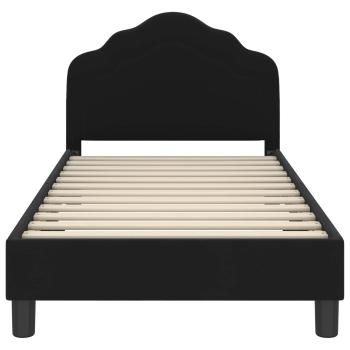 Kinderbettgestell mit Kopfteil Schwarz 80 x 160 cm Samt