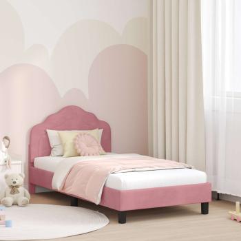 ARDEBO.de - Kinderbettgestell mit Kopfteil Rosa 80 x 160 cm Samt