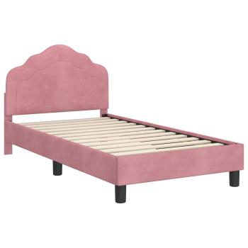 Kinderbettgestell mit Kopfteil Rosa 80 x 160 cm Samt