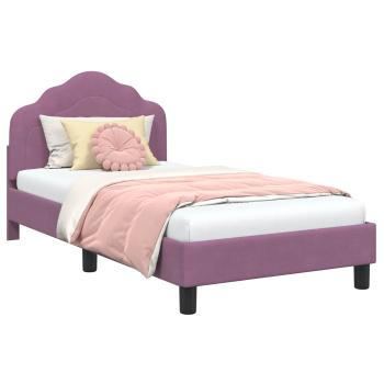 Kinderbettgestell mit Kopfteil Lila 80 x 160 cm Samt