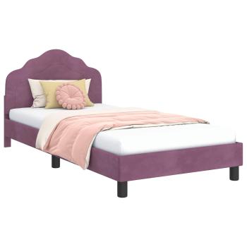 Kinderbettgestell mit Kopfteil Lila 90 x 190 cm Samt