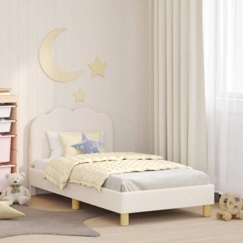 ARDEBO.de - Kinderbettgestell mit Kopfteil Creme 80 x 160 cm Bouclé