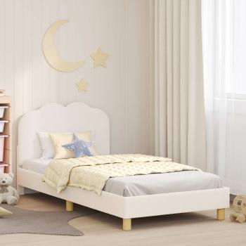 ARDEBO.de - Kinderbettgestell mit Kopfteil Creme 90 x 200 cm Bouclé