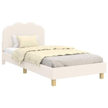 Kinderbettgestell mit Kopfteil Creme 90 x 200 cm Bouclé