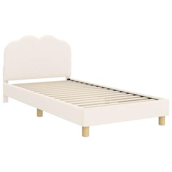 Kinderbettgestell mit Kopfteil Creme 90 x 200 cm Bouclé