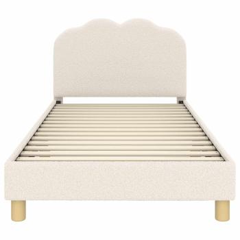Kinderbettgestell mit Kopfteil Creme 90 x 200 cm Bouclé