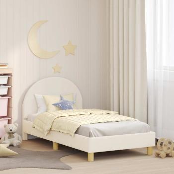 ARDEBO.de - Kinderbettgestell mit Kopfteil Creme 80 x 160 cm Bouclé
