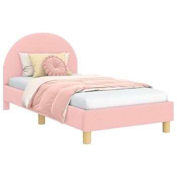 Kinderbettgestell mit Kopfteil Rosa 80 x 160 cm Bouclé