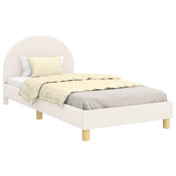 Kinderbettgestell mit Kopfteil Creme 90 x 200 cm Bouclé