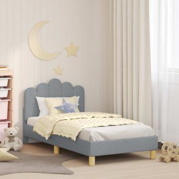 ARDEBO.de - Kinderbettgestell mit Kopfteil Hellgrau 80 x 160 cm Stoff